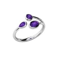 thumbnail image 1 of HeartsAndYou 1.5ct Natural Purple Amethyst Engagement Ring 3 Stone Open 14k SOLID White Gold, 1 of 9