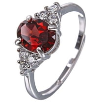 HeartsAndYou 1.5ct Natural Red Ruby Diamond Round Accents Solitaire Ring 14k SOLID White Gold