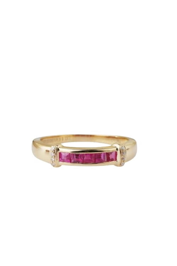1.5ct Natural Ruby & Diamond Band Channel Set Stackable 14k SOLID Yellow Gold