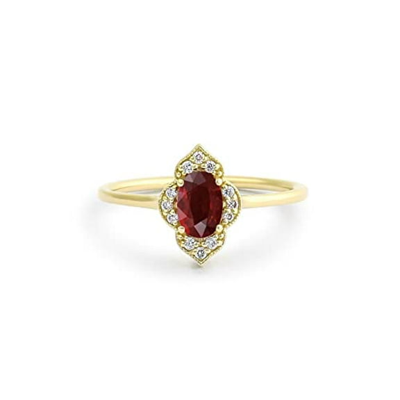 HeartsAndYou 1.5ct Natural Ruby & Diamond Halo Ring 100% 14k SOLID Yellow Gold Valentine Gift