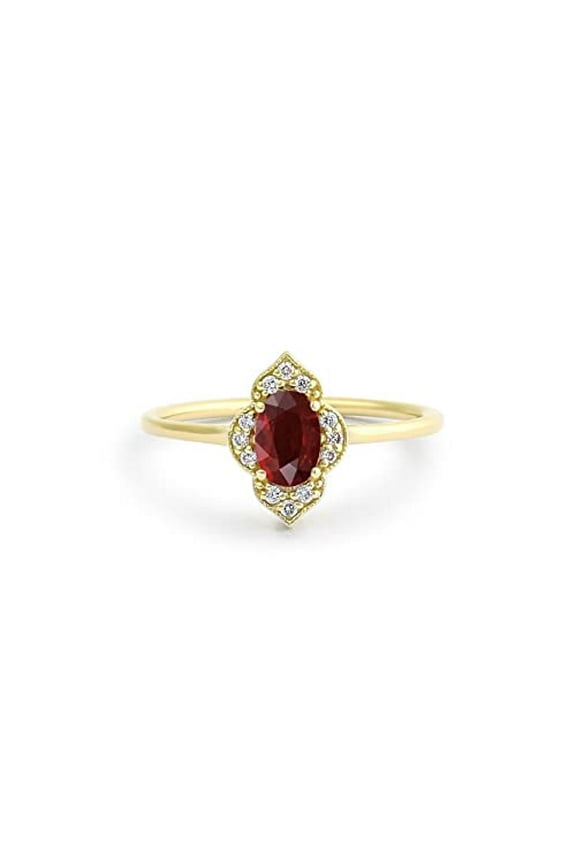 1.5ct Natural Ruby & Diamond Halo Ring 100% 14k SOLID Yellow Gold Valentine Gift
