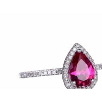 HeartsAndYou 1.5ct Natural Ruby & Diamond Ring Accent Halo 100% REAL 14k SOLID White Gold