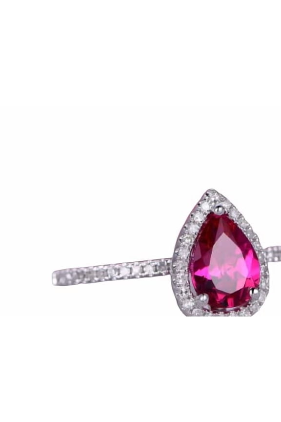 1.5ct Natural Ruby & Diamond Ring Accent Halo 100% REAL 14k SOLID White Gold
