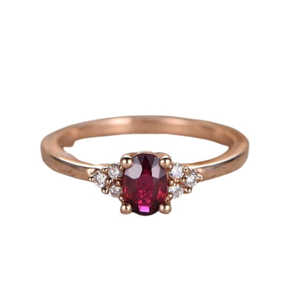 HeartsAndYou 1.5ct Natural Ruby & Diamond Ring Round Accent Solitaire 14k SOLID Rose Gold