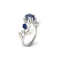 HeartsAndYou 1.5ct Natural Sapphire & Diamond Engage Ring Leaf Solitaire 14k SOLID White Gold