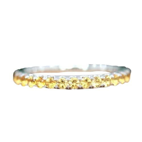 HeartsAndYou 1.5ct Natural Yellow Sapphire Full Eternity Wedding Band 14k SOLID White Gold
