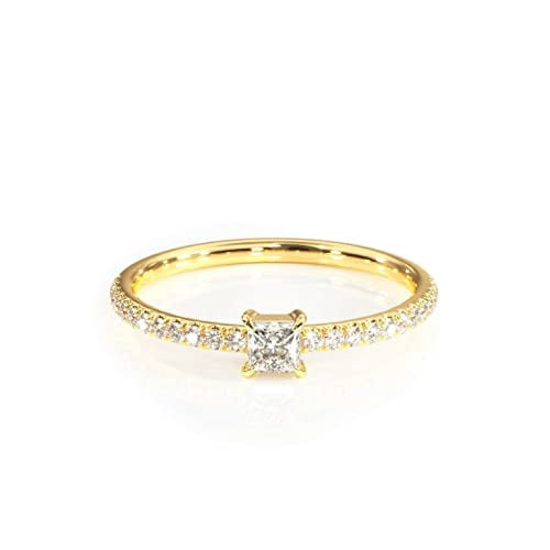 HeartsAndYou 1.5ct Princess Cut Moissanite Engagement Ring for Women Accents Solitaire 18k Yellow Gold Over Silver