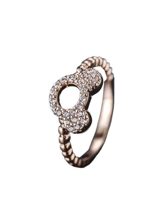 1.5ct Round Cut Moissanite Engagement Ring for Women 18k Rose Gold Over Silver Mouse Cartoon