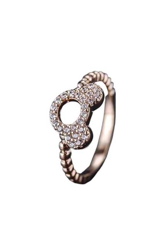 1.5ct Round Cut Moissanite Engagement Ring for Women 18k Rose Gold Over Silver Mouse Cartoon