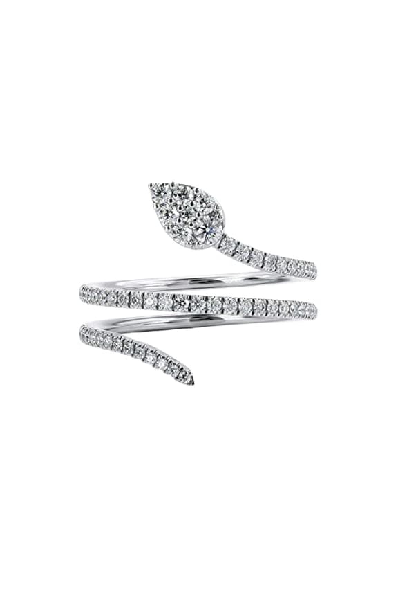 1.5ct Round Cut Moissanite Engagement Ring for Women Leaf Twist Wrap 18k White Gold Over Silver