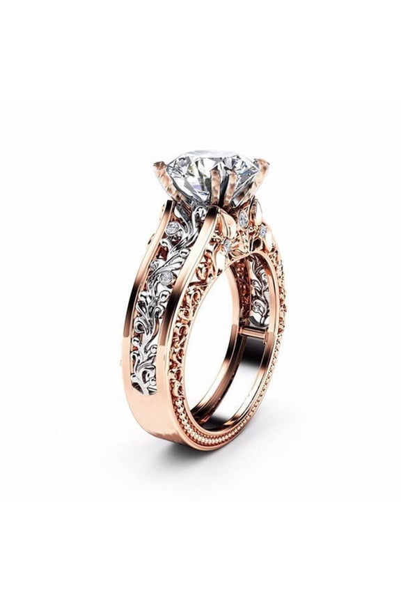 1.5ct Round Cut Moissanite Filigree Floral Engagement Ring for Women 18k Rose Gold Over Silver