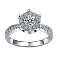 thumbnail image 1 of HeartsAndYou 1.5ct Round Cut Moissanite Halo Engagement Ring for Women 18k White Gold Over Silver with Accents, 1 of 7
