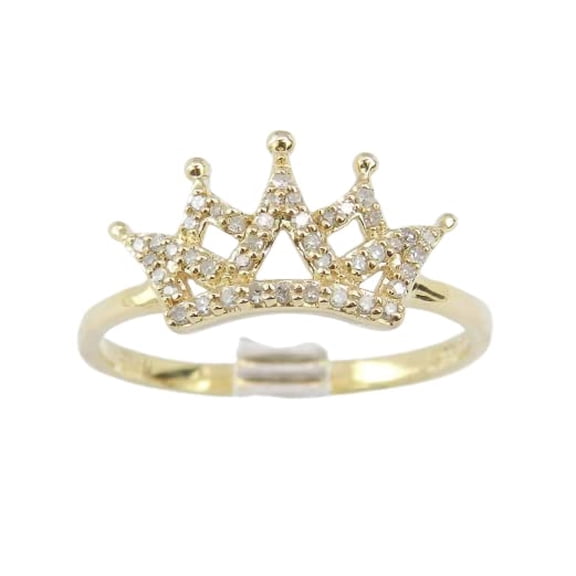HeartsAndYou 1.5ct Round Cut Moissanite Royal Crown Engagement Ring for Women 18k Yellow Gold Over Silver Stylish