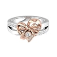 thumbnail image 1 of HeartsAndYou 1.5ct Round Moissanite Heart Knot Split Shank Engagement Ring for Women 18k White Gold Over Silver, 1 of 9