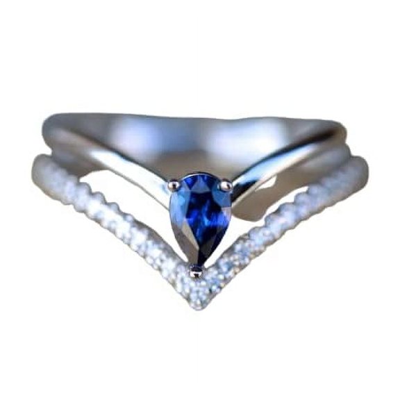 HeartsAndYou 1.61ct Natural Blue Sapphire Engagement Ring 14k SOLID White Gold Split Shank