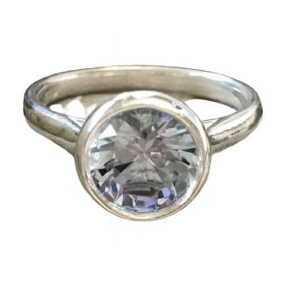 HeartsAndYou 1.65ct Engagement Ring for Women Round Cut Moissanite Bezel Set Solitaire 18k White Gold Over Silver