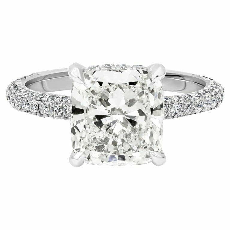 HeartsAndYou 1.6ct Cushion Cut Moissanite Engagement Ring for Women Accent Solitaire 18k White Gold Over Silver