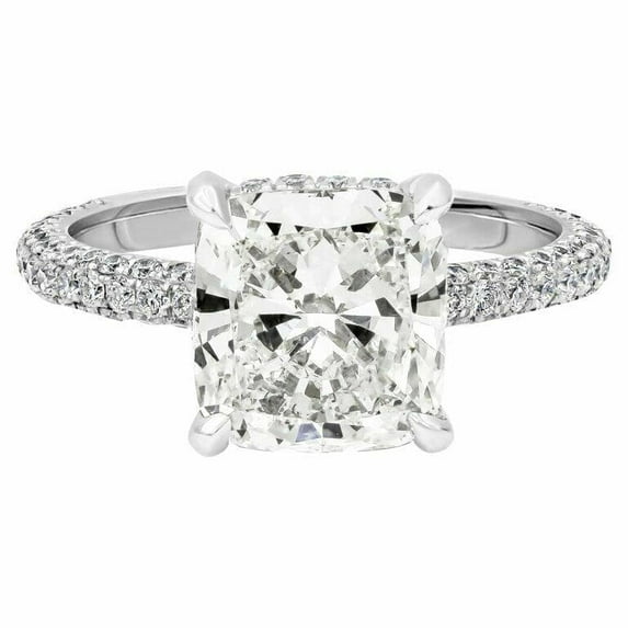 HeartsAndYou 1.6ct Cushion Cut Moissanite Engagement Ring for Women Accent Solitaire 18k White Gold Over Silver