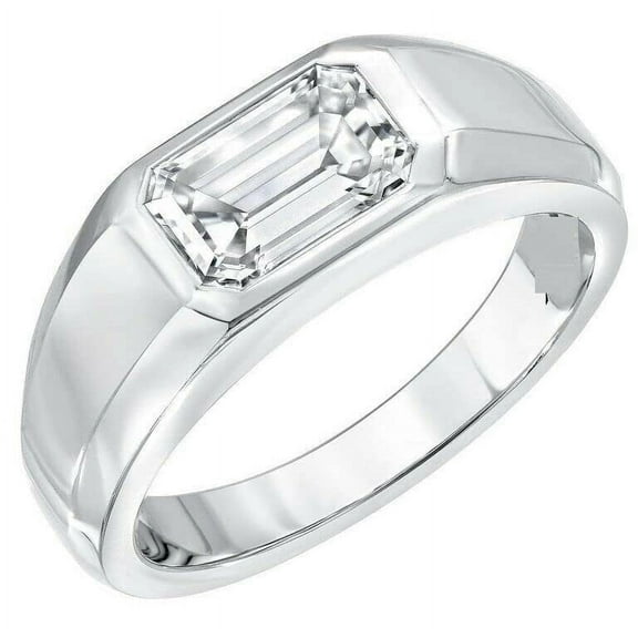 HeartsAndYou 1.6ct Emerald Cut Moissanite Engagement Ring for Women Solitaire Promise 18k White Gold Over Silver