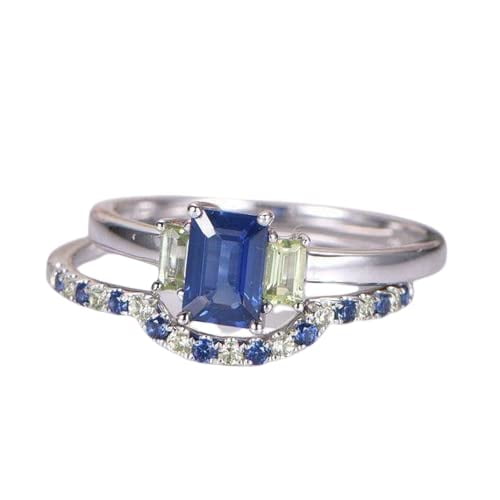HeartsAndYou 1.6ct Natural Blue Sapphire Bridal Set Engagement Ring 100% 14k SOLID White Gold