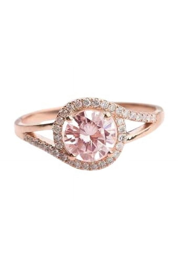 1.6ct Natural Morganite Diamond Engagement Ring Split Shank 14k SOLID Rose Gold