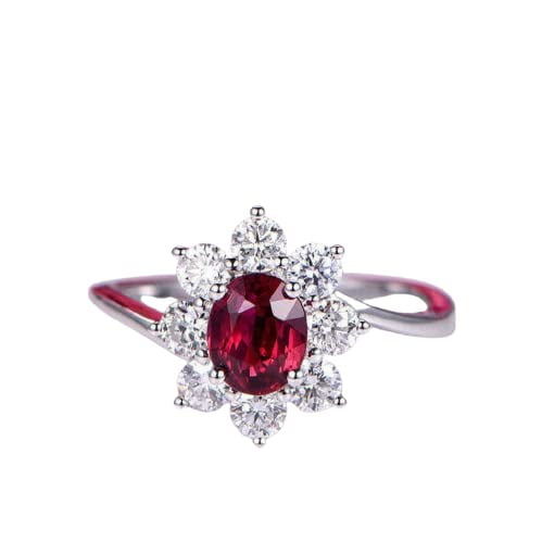 HeartsAndYou 1.6ct Natural Ruby & Diamond Ring Floral 100% REAL 14k SOLID White Gold