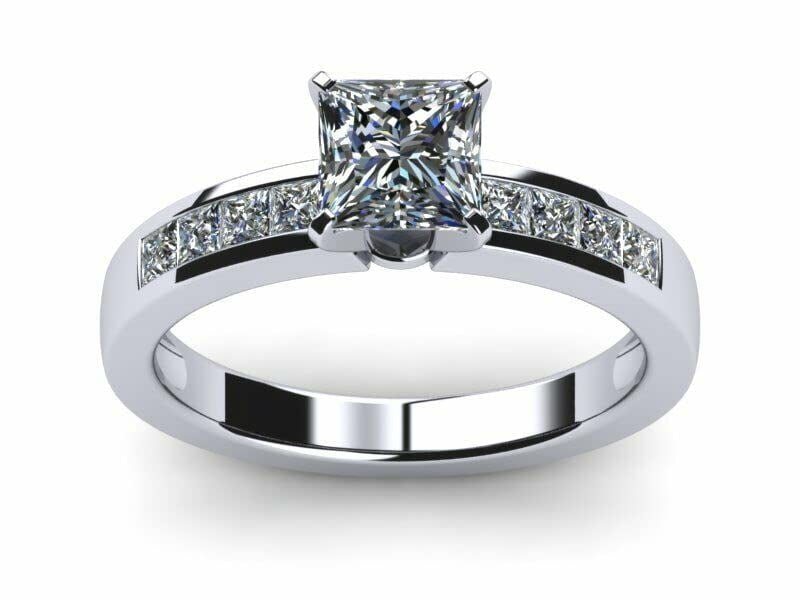 Channel Set Solitaire HeartsAndYou 1.6ct Princess Moissanite Channel Set Solitaire Engagement ...