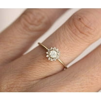 HeartsAndYou 1.6ct Round Cut Moissanite Engagement Ring for Women 18k Yellow Gold Over Silver Floral Solitaire