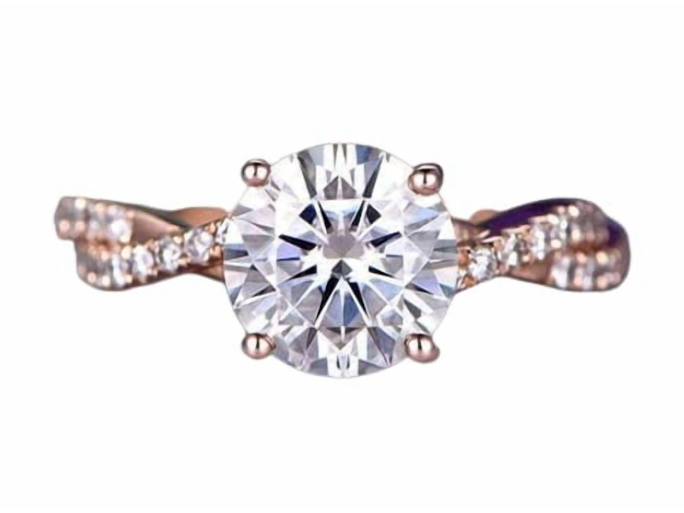 HeartsAndYou 1.6ct Round Cut Moissanite Engagement Ring for Women Infinity Promise 18k Rose Gold Over Silver