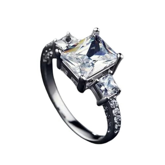 HeartsAndYou 1.75ct Radiant Cut Moissanite Accent Solitaire Engagement Ring for Women 18k White Gold over Silver