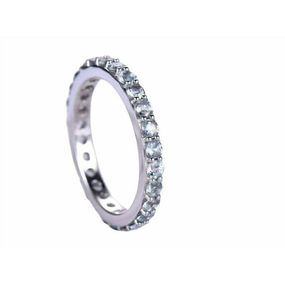 HeartsAndYou 1.7ct Natural Blue Aquamarine Wedding Band Full Eternity 14k SOLID White Gold