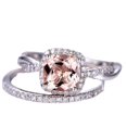 thumbnail image 1 of HeartsAndYou 1.7ct Natural Peach Morganite Infinity Bridal Birthday Ring 14k SOLID White Gold, 1 of 9