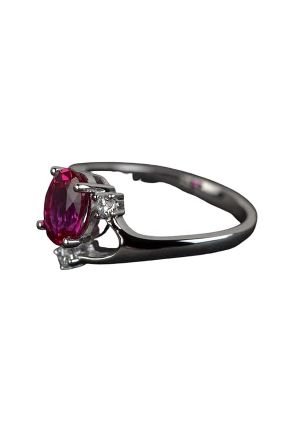 1.7ct Natural Pink Ruby Engagement Ring 100% 14k SOLID White Gold Unique Trilogy