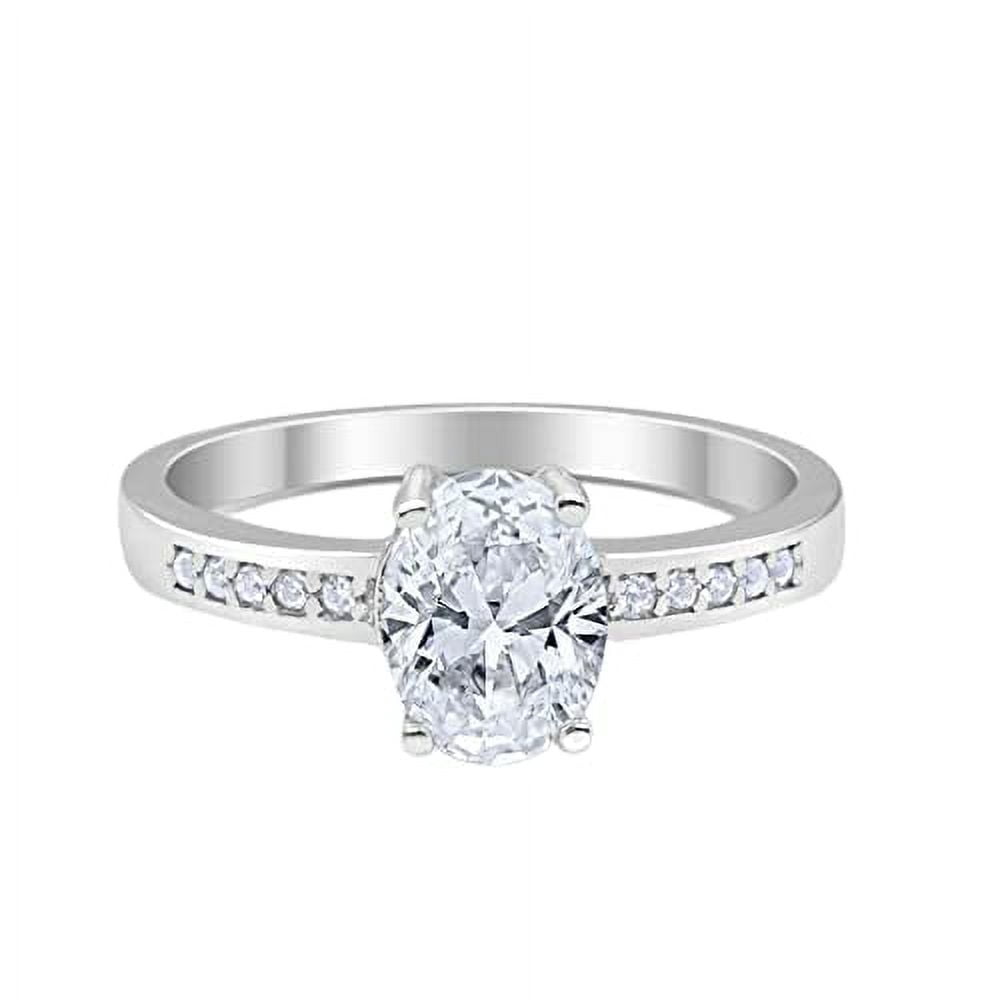 HeartsAndYou 1.7ct Oval Cut Moissanite Engagement Ring for Women Solitaire with Accent 18k White Gold over Silver