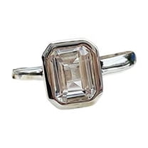 HeartsAndYou 1.8ct Engagement Ring for Women Emerald Cut Moissanite Solitaire Design 18k White Gold over Silver