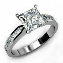 HeartsAndYou 1.8ct Princess Cut Moissanite Accent Engagement Ring for Women 18k White Gold over Silver