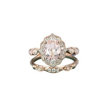 HeartsAndYou 1.98ct Natural Morganite Ring Vintage-Inspired Bridal Set 14k SOLID Rose Gold