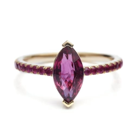 HeartsAndYou 1.98ct Natural Pink Ruby Engagement Ring Accent Solitaire 14k SOLID Yellow Gold