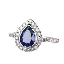 HeartsAndYou 1.9ct Natural Blue Sapphire & Diamond Ring Halo 100% REAL 14k SOLID White Gold