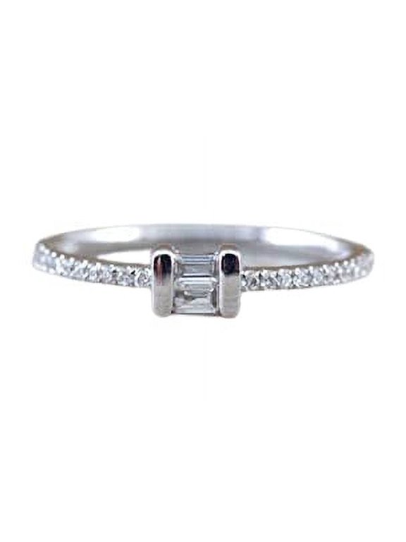 1ct Baguette Cut Moissanite Engagement Ring for Women Petite Minimalist 18k White Gold Over Silver