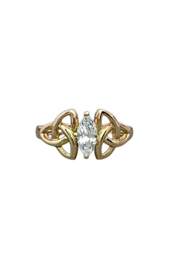 1ct Engagement Ring for Women Marquise Cut Moissanite Celtic Trinity Knot 18k Yellow Gold Over Silver