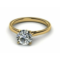 HeartsAndYou 1ct Engagement Ring for Women Round Cut Moissanite 4 Prong Solitaire 18k Yellow Gold Over Silver
