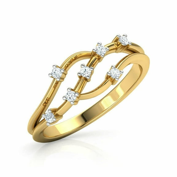 HeartsAndYou 1ct Engagement Ring for Women Round Cut Moissanite Cluster Design 18k Yellow Gold Over Silver