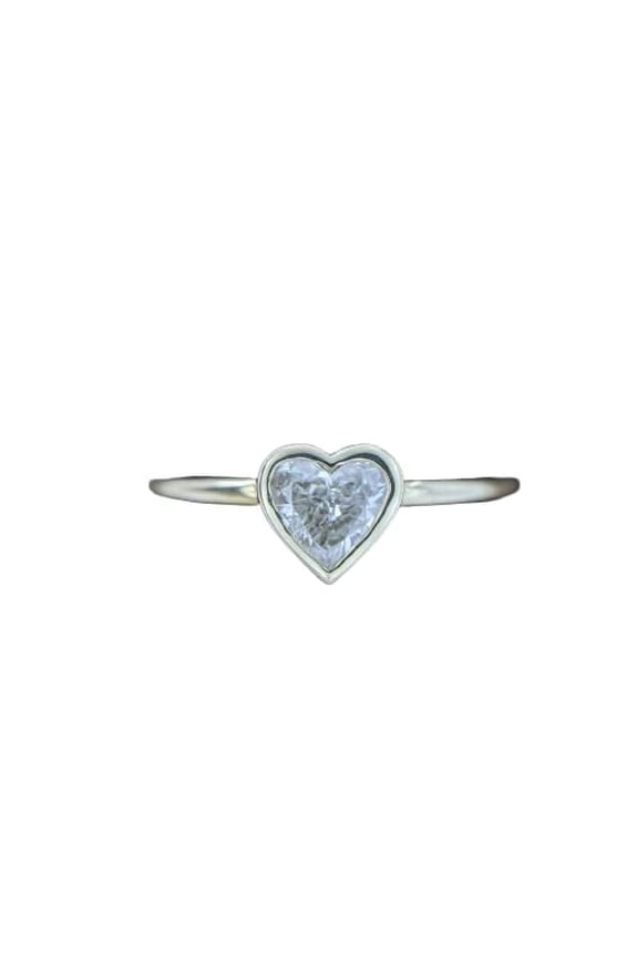 1ct Heart Cut Moissanite Bezel Setting Love Engagement Ring for Women 18k White Gold Over Silver