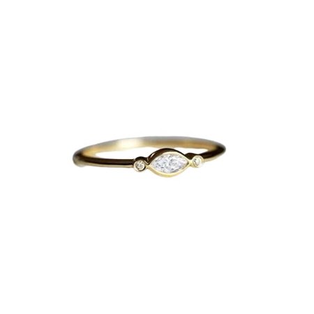 HeartsAndYou 1ct Marquise Moissanite Engagement Ring for Women 18k Yellow Gold Over Silver Round Accents Trilogy