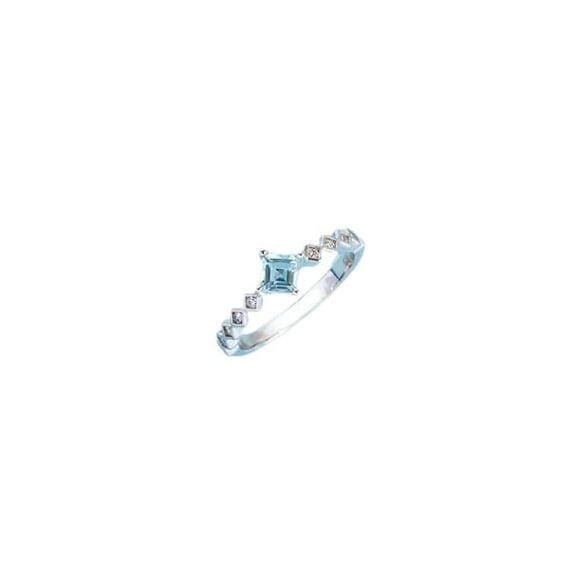 HeartsAndYou 1ct Natural Aquamarine Diamond Rhombus Shank Solitaire Ring 14k SOLID White Gold