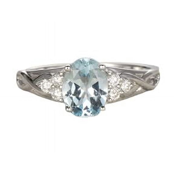 HeartsAndYou 1ct Natural Aquamarine & Diamond Ring Infinity Solitaire 14k SOLID White Gold
