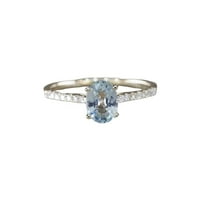 HeartsAndYou 1ct Natural Blue Aquamarine & Diamond Ring 100% 14k SOLID Yellow Gold Accent
