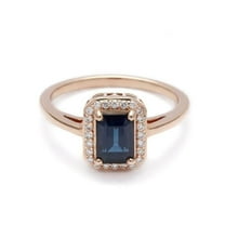 HeartsAndYou 1ct Natural Blue Sapphire & Diamond Ring 100% REAL 14k SOLID Rose Gold Halo