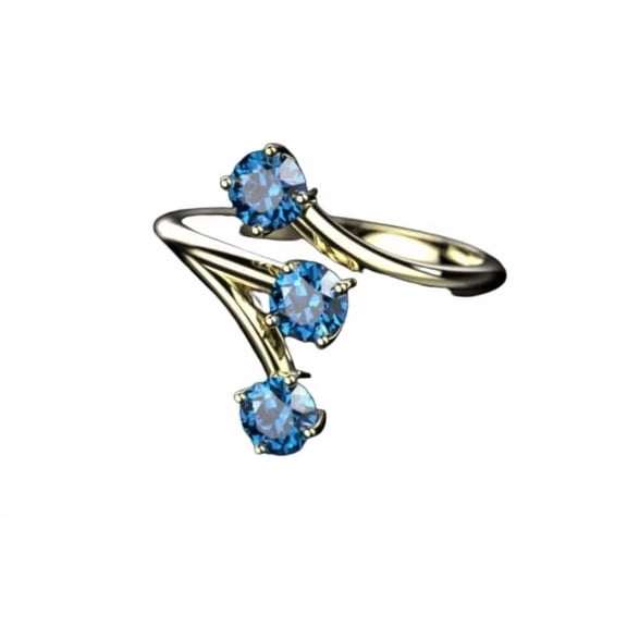 HeartsAndYou 1ct Natural Blue Sapphire Engagement Ring 14k SOLID Yellow Gold Trilogy Bypass